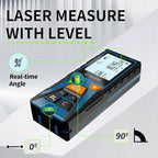 Green Laser Distance Meter 393.7ft Digital Measuring Tool with Angle Sensor Backlit LCD Area/Volume/Pythagorean ±2mm Class II Handheld Laser Measurer for Construction & DIY AAA Battery Powered