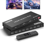 HDMI Matrix Switch 6 in 2 Out, 4K@60Hz HDMI Switch with IR Remote, Optical & 3.5mm Audio Output, 6x2 HDMI Switcher Audio Extractor Support HDMI 2.0, HDCP 2.2, 3D, Auto Downscal for PS5/4, Fire Stick