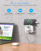 1 Pack Multi Plug Wall Outlet Splitter with USB, Non Surge Protector for Cruise Ship, Cruise Outlet with 3 Wall Outlets 4 USB Wall Charger(2 USB C), Small Travel Plug Adapter for Cruise,Travel,White