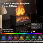 Fireplace Flame Air Diffuser Humidifier,7 Colors Aromatherapy Essential Oil Diffuser, Ultrasonic Aroma Humidifier with Remote Control & Timer for Bedroom, Home, Office, Yoga (Black)