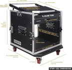 Sound Town High-Quality 1/2” (12mm) Plywood 10U PA DJ Pro Audio Rack/Road ATA Case with 11U Slant Mixer Top, Locking Drawer, 20’’ Rackable Depth and Casters (STMR-10D2)