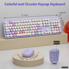 Wireless Typewriter Keyboard and Mouse - Wireless Keyboard with Silent Mouse, Cute Retro Keyboard Mouse Combo, 2.4G USB Computer Keyboard and Mouse for Windows Laptop/Desktop/PC(Purple)
