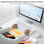 KONDOUND 2-in-1 Heated Wrist Rest Set, Ergonomic Memory Wrist Pad with RGB Lights and Non-Slip Base, Keyboard Mouse Wrist Rest for Computer Laptop Office Work and PC Gaming