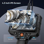 Endoscope with Light and 50ft Semi-Rigid Cable, Handheld Borescope 4.3'' HD 1080P, 8 Adjustable LED Lights, IP67 Waterproof Inspection Camera for Sewer, Gadgets for Men (Single Lens)