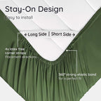 Bambaw 100% Viscose Derived from Bamboo Fitted Sheet Twin Size, 15’’ Deep Pocket Twin Fitted Sheet Only with Corner Straps, Cooling, Breathable & Soft (Olive)