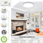 hykolity 18 Inch LED Round Flat Panel Light, White, 32W, 3200lm, 3000K/4000K/5000K CCT Selectable, 120°Beam Angle, Dimmable Edge-Lit Flush Mount Ceiling Light Fixture - ETL Listed