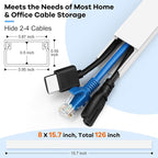 126in Cord Hider Kit, TV Wire Covers for Wall, Paintable Cable Management Kit, Cable Cover for Mounted TV, Hide Wires Along Wall, Brown Cord Cover, 8xL15.7in W0.95in H0.55in
