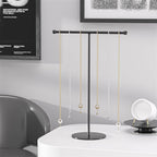 Justsoso Metal T-Bar Necklace Holder Stand, Necklace Hanging Display Stand, Tabletop Jewelry Organizer Stand for Necklace Bracelet Earring Display (Black With Metal Base)