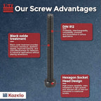 Kozelo 50pcs Socket Head Cap Screws - [M2.5-0.45 x 18mm] 304 Stainless Steel Allen Socket Drive for Electrical Motor 3D Printing Fan Engine Replacement Use, Black