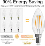 GvvooHome Candelabra Light Bulbs 40 watt Equivalent, E12 LED Bulb Dimmable Chandelier Bulbs, B10 Candle Light Bulbs 2700K Soft White, 90+CRI, 400LM, Cear Glass, 24 Pack