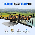 Laptop Screen Extender 14 inch Laptop Monitor Extender 1080P IPS, Triple Portable Monitor for Laptops 13-17.3" with USB-C DP/HDMI Port, Plug-Play Portable Screen for Windows/Mac/Chrome/Android