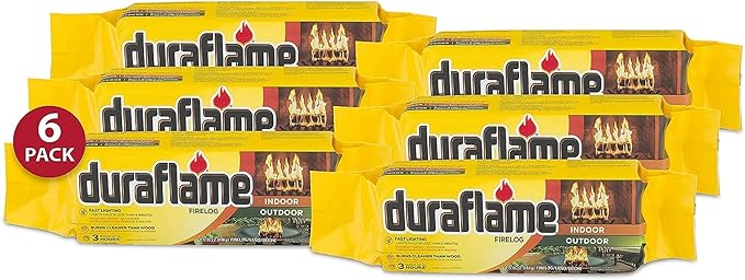 Duraflame 4.5 Pound 3 Hour Long Burn Time Indoor Outdoor Quick Light Fire Log for Camping, Firepits, Bonfires, and Fireplaces (18 Pack), Neutral