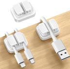 3-in-1 Cord Organizer Spring Clip Holder - Lamicall Small Desk Cable Organizer Clips, Adhesive Adjustable Wire Holder for Phone Charging Cord, Cable Management, Office Desk Accessories, White, 3Pcs