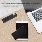 20W Recessed Power Strip USB C Fast Charge Desk Power Outlet Type C Flush Mounted Extension Power Plug for Conference Countertop Desktop Drawer Sofa ETL Listed 10ft Power Cord
