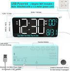 KOSUMOSU Digital Alarm Clock for Bedroom, 6.7in Desk Clock LED, Auto Dimming, Room Temperature, Day of The Week, Date, Seconds, Clocks for Living Room, Alarm Clocks for Bedrooms