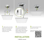 ASD LED 12" Square Flush Mount Ceiling Light Fixture, Low Profile Surface Lighting | 5CCT, Dimmable, Ultra-Thin, ETL Listed | 24W 1700LM 2700-6000K 120V | Kitchen, Bedroom Lamp | White, 12 Pack