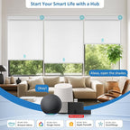 MANSNIX Smart Motorized Blinds with Remote, Cordless No-Drill Automatic Roller Shades, Blackout Electric Blind for Windows, White,36 x 72