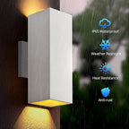 wowlite Modern Porch Lights White 2 Pack, Dust to Dawn Outdoor Light, Waterproof Outdoor Wall Lights Exterior Up and Down Lighting, 13" Square Outdoor Wall Sconce Lights for House Garage Front Door