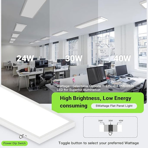1x4 Led Flat Panel Light, 4-Pack Surface Mount Ceiling Light, 24W/30W/40W, 5200LM Smooth Triac Dimming(10-100%) 5CCT 3000K-6000K, LED Light Fixture for Kitchen Office Garage, White ETL Listed