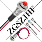 ZGSZJHF UL Listed Mini Indicator Light 8mm 0.31" Waterproof IP67 110V-120V Domed Sphere High Head Metal 304-Stainless Steel LED Lamp Pilot Light with 140mm Wire
