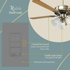 TOPGREENER Kalide Light Switch and 3-Speed Ceiling Fan Control Combo, in Wall Light and Fan Combination Switch, Single Pole, 2.5A, 720W, Neutral Wire Not Required, TGSFS3-GY Gray (Grey)