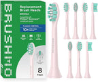 Brushmo Plaque Control Replacement Toothbrush Heads, Compatible with Philips Sonicare Click-on Electric Toothbrush Handles, 8 Standard Replacement Heads, Soft Dupont Bristles, BM928pk, Pink