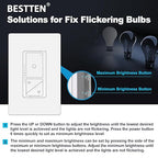 BESTTEN 10 Pack Super Slim Digital Dimmer with Air Gap Power Cut Off Switch, Single Pole or 3 Way Dimmable Light Dimmer Switch, 3 Button Control, Screwless Wallplate Included, ETL Listed, White