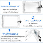 Young Dance Universal Thermostat Lock Box with Key,Clear Large Thermostats Guard for Thermostat on Wall,Thermostat Cover Fits Thermostats 6.5" H x 4.72" W x 1.97" D or Smaller (1 Set)
