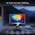 [2500 ANSI/Auto Focus/Built-in APPS] Smart Projector 4K with WiFi 6 and Bluetooth 5.3, 6D Keystone Outdoor Movie Projector with Netflix& 36W Dolby Audio Plus HDR10+ Home Theater Ceiling 2025 Upgraded