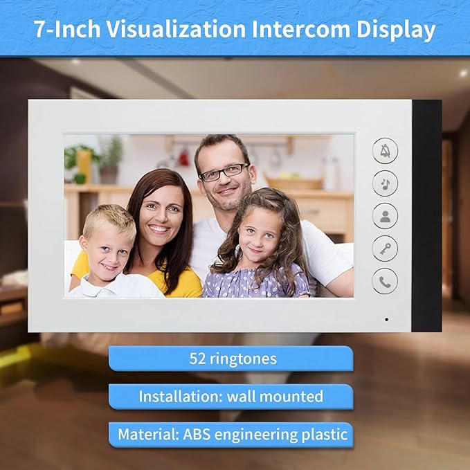 Wired Video Multifamily Apartment Intercom System,2/3/4/6/8/10/12 Units 7 inch Monitor Video Door Phone Kit,Video Doorbell, ID Card Unlock, 2 Way Audio for Home (1 doorbell + 12 monitor)