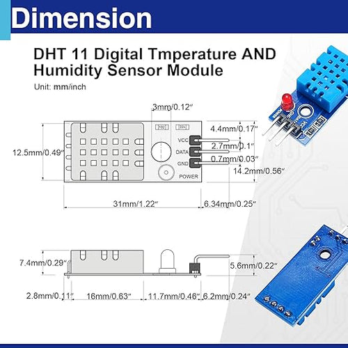 6 Set Digital Temperature and Humidity Sensor Modules, Compatible with DHT11, 3.3V–5V Sensors for Arduino with Dupont Wires
