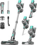 Yassol S10K Cordless Vacuum Cleaner, 55Kpa 60mins Lightweight Stick Vacuum with Powerful Suction for Home, Rechargeable, Self-Standing, Handheld Vacuum Cleaners for Hardwood Floors, Carpets, Pet Hair