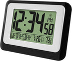 La Crosse Technology W88631 Digital Atomic Black Wall Clock with Temperature