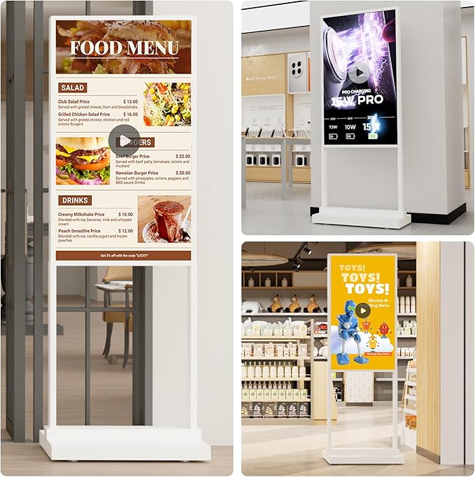 Canlarriz 55 Inch 4K Touchscreen Kiosk, Indoor Capacitive Touch Floor Standing Digital Signage Displays,Advertising Display LCD Kiosk, UHD Interactive Display Poster Android System, HDMI/USB/WiFi