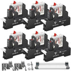 6 Pcs 8Amp Mini Relay Switch 110V 120V AC with Test Button DPDT 2NO 2NC Socket Base with Indicator LED Light UL Certification