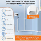 126in Cord Hider Kit, ZhiYo Wire Hiders for TV on Wall, Paintable Cable Management Kit, Wire Cover for Wall Mount TV, White Cable Raceway, Cord Cover Wire Management Kit, 8 x L15.7in W1.18in H0.67in