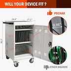 Aokleo Laptop Charging Cart,32 Devices Tablet Storage Carts for Pad Up to 16.3" Screen Size, Classroom Computer Mobile Charging Station for Pads,Chromebooks,Laptops,Security Storage (30+2 Bay-White)
