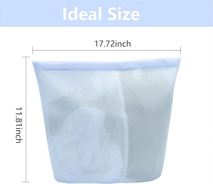 Guozcaray laundry bag with handles mesh laundry bags washing machine laundry totes travel storage and sorting bag for Clothes laundry bag for delicates (Blue)