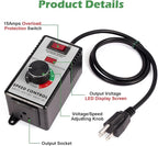 AC Motor Speed Controller 110-120V / 15A Max / 10A Rated Variable Fan Speed Controller AC Electronic Voltage Regulator with Overload Protection Switch & Voltage LED Display Screen
