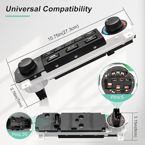 79600-S84-A01ZA Heater Climate Control Switch Compatible with 1998-2004 Honda Odyssey, 1998-2000 Honda Accord 2.3L L4/3.0L V6 AC Control Panel, 79600S84A01ZA 599-268 HVAC Control Panel