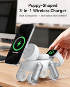 3 in 1 Wireless Charging Station for Apple Devices,Cute MagSafe Charger Stand,Fast Charging Wireless Charger Station for iPhone 17/16/15/14/13/12/Air Series, Apple Watch & AirPods Pro/4/3/2