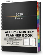 Dunwell 2026 Planner Book 8.5x11, Weekly Monthly Calendar, Jan to Dec, Large Daily Organizer with Colorful Tabs, Bookmark, Notes Section & Stickers