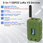 Meshnology 1 Set ESP32 Lo Ra V3 Module Board with 915 MHz Antenna + 3000mAh Battery + Case - WiFi Blue Tooth SX1262 CP2102 0.96” OLED Display Type C for Ar duino Mesh Tastic IOT (N35, Green)