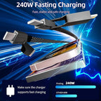 Firsting 4 in 1 Charging Cable 240W MAX, USB C Cable Fast Charger Cord with E-Mark Chip, USB A/C to C/Lightning Cable, Multi iPhone Charger Cord for iPhone16/15/14/13 Series/Phones/Pads and Laptop