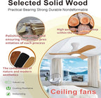 Gaizw 42 Inch Low Profile Ceiling Fans with Lights and Remote, Flush Mount Ceiling Fan with Light, 3 Blades Solid Wood Easy Installation for Living Room, Bedroom, Farmhouse, Indoor