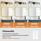 DIKAIDA 5-Light Black and Gold Bathroom Vanity Light, 30" Modern Vanity Lighting Fixture, Bathroom Light Fixtures, Wall Sconces with Clear Glass Shade, Black Bathroom Wall Light Over Mirror