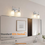 AONEON Bathroom Light Fixtures Brushed Nickel Vanity Lights with White Frosted Glass Shade, Double Wall Lamps for Mirror Kitchen Living Room Porch T001BR-L2