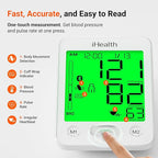 iHealth Accu Luminate Blood Pressure Monitor – 4.5" Tri-Color WHO-Based LCD(White), Clinically Accurate, Irregular Heartbeat Alert, Body & Cuff Detection, Bluetooth Cloud Sync, Large 8.6"–17" Cuff