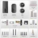 VCHOO Keyless Entry Door Lock Set WiFi Smart App Control Door Lock for Front Door Keypad Deadbolt with 2 Knobs Auto Lock One Time Codes Easy Install, Black