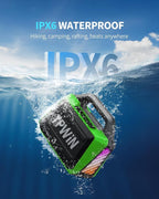TPWIN Bluetooth Speaker - 80W Loud Rugged Outdoor Speakers, IPX6 Waterproof, 20H Playtime, Deep Bass, Lightshow, TWS, BT 5.3 Wireless, Portable for Travel Hiking Camping Beach Pool - Green
